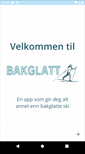 Skjermbilde av forsiden av appen «Bakglatt»